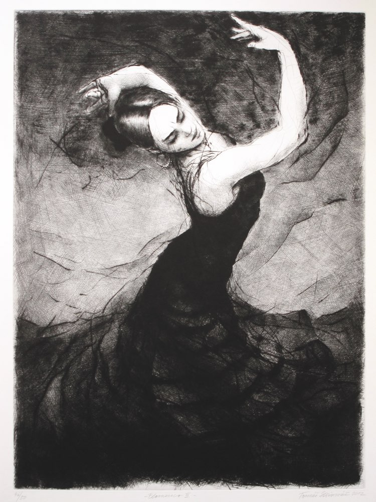 TOMÁŠ HŘIVNÁČ Flamenco III - suchá jehla, 64 x 87 cm