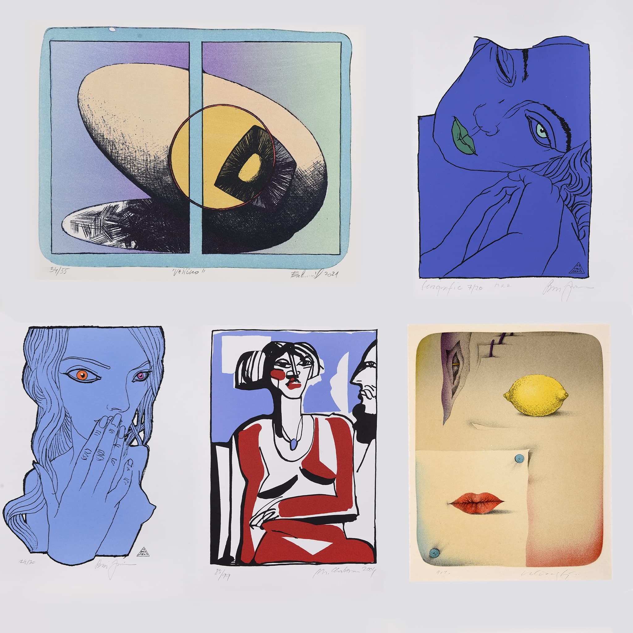 Grafiky v Galerijní ulici od Jakuba Bachoríka, Borise Jirků, Josefa Velčovského nebo Milana Chabery