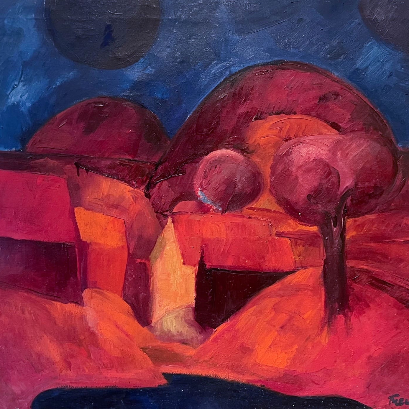 TREUCHEL JOSEF - ČERVENÝ KOPEC 100 X80 olej na desce